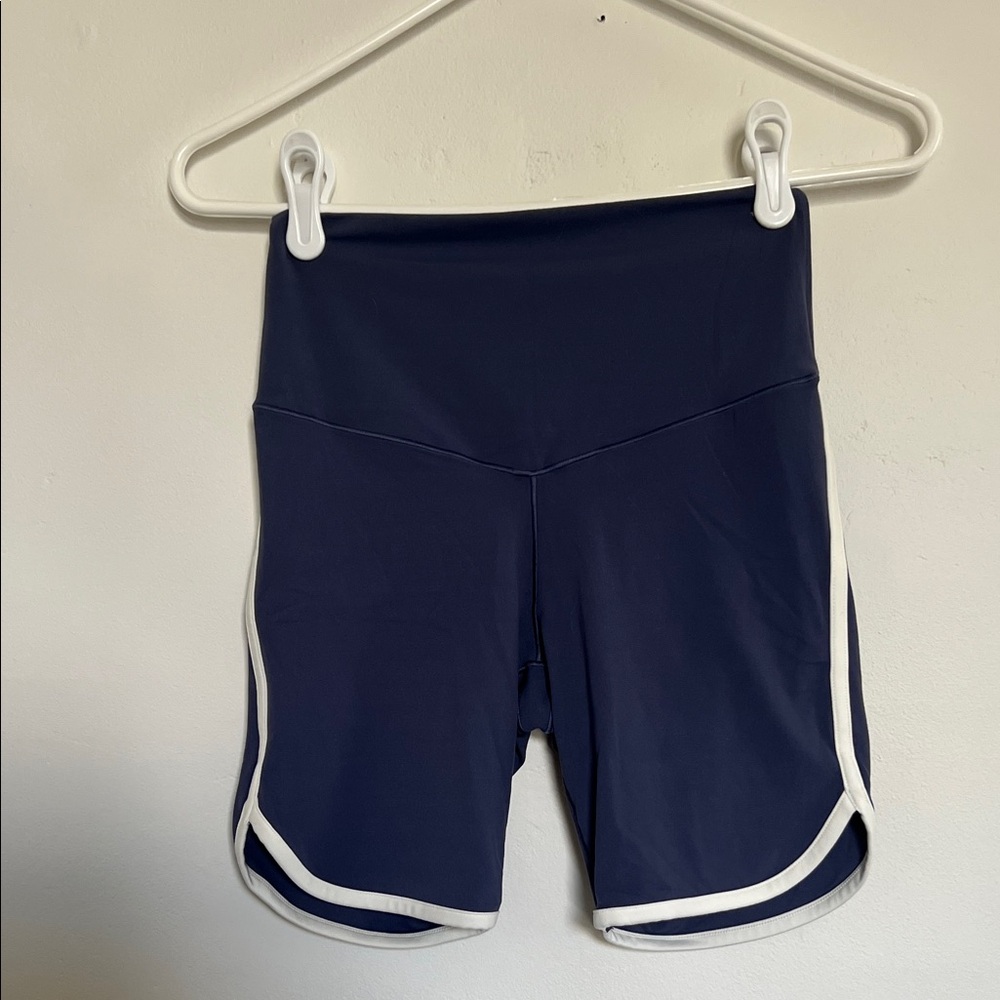 Aerie Blue Bike Shorts with White Trim